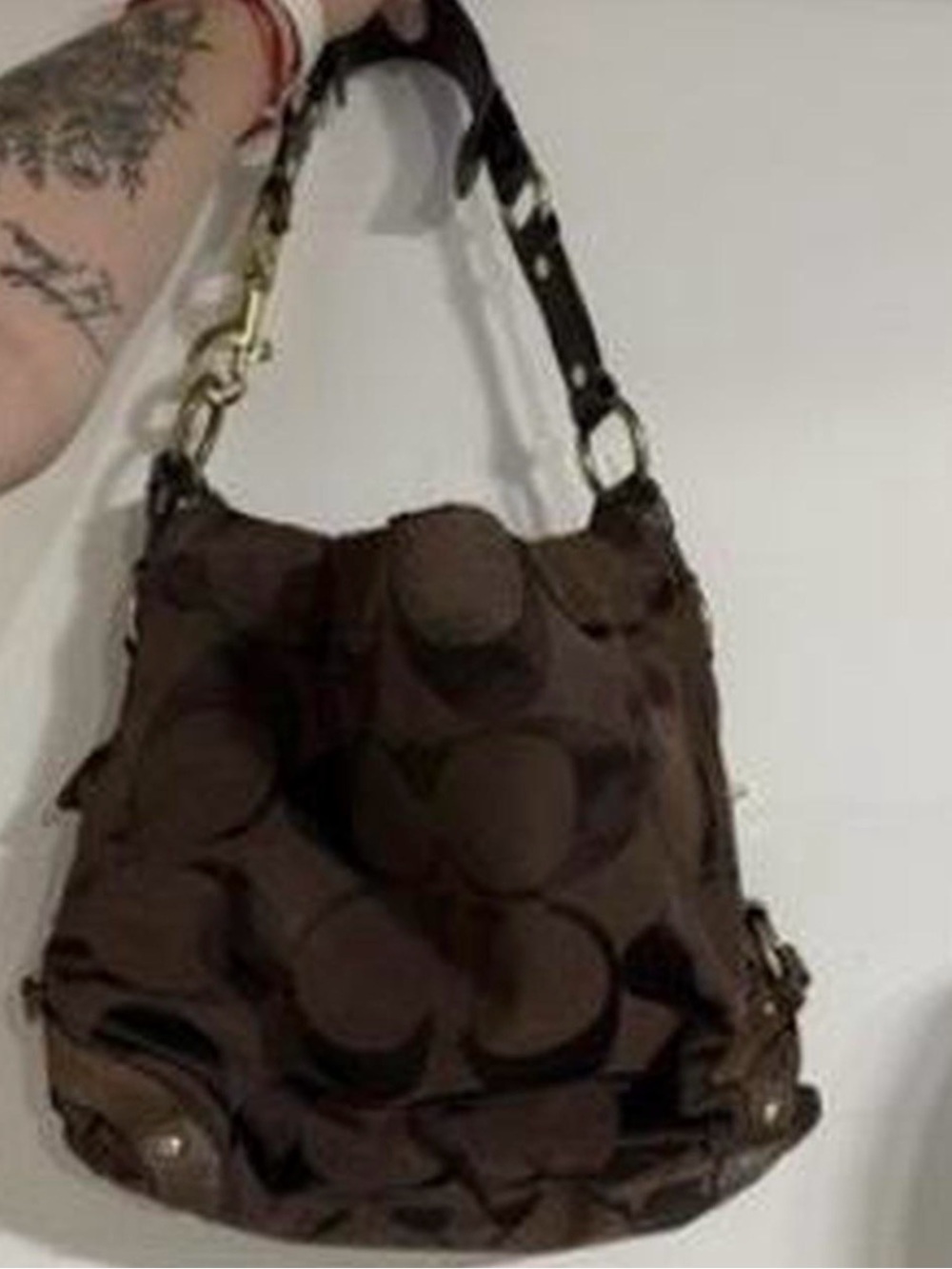 Coach Brown Signature Hobo Shoulder Bag